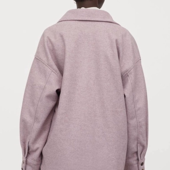 H&M Melange Oversized Button Front Collared Shacket in Light Purple - Picture 2 of 12
